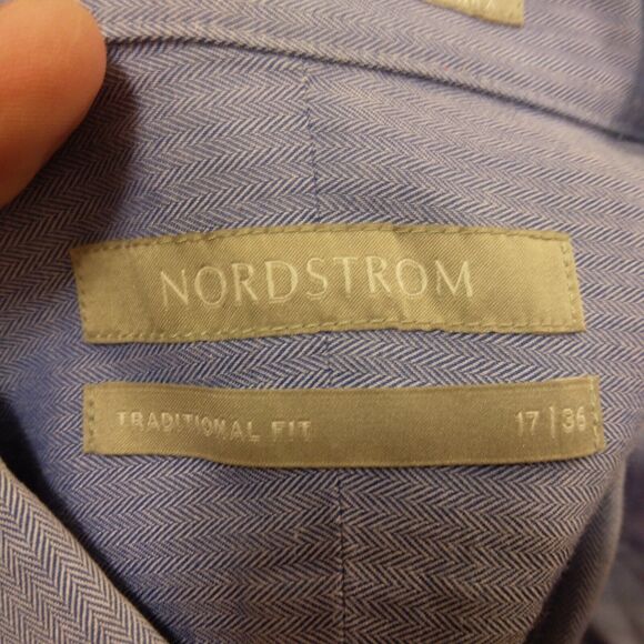 Nordstrom dress shirt mens XL XLarge 17/36 blue long sleeve button wrinkle free - Picture 6 of 8